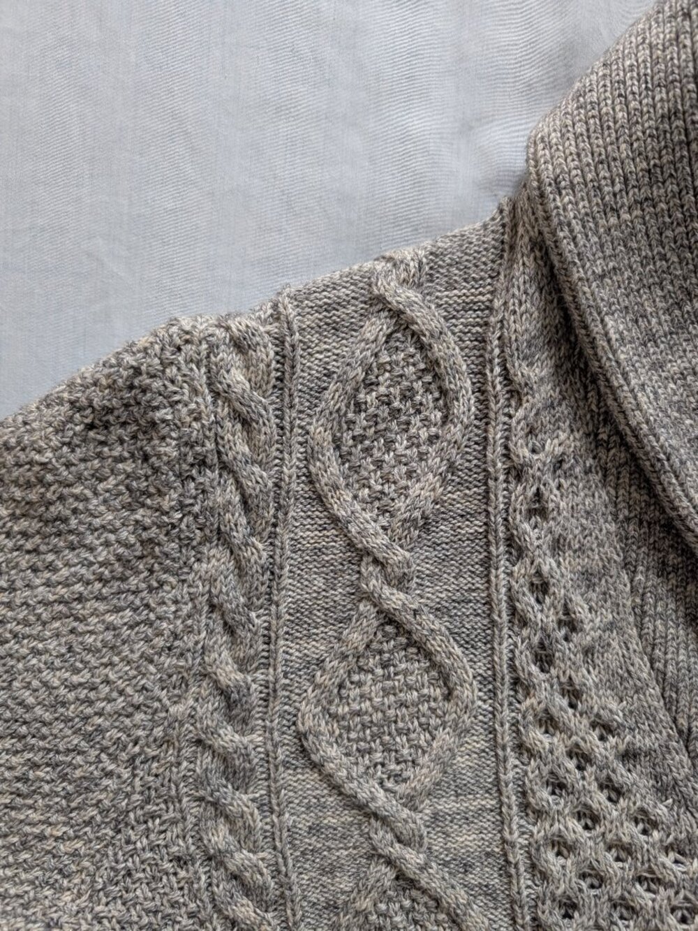 GAP - Grey Cable Knit Cotton Shawl-Collar Cardigan - Size M - Picture 6 of 6